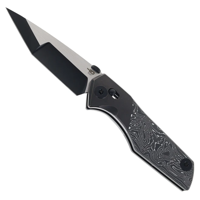Bestech Cetus Folding Knife Black/Bronze Titanium Carbon Fiber Handle M390 Plain Edge BT2304C