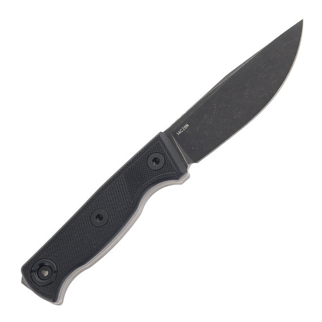Klaken Fixed Blade Knife Black G10 Handle 14C28N Plain Edge Black