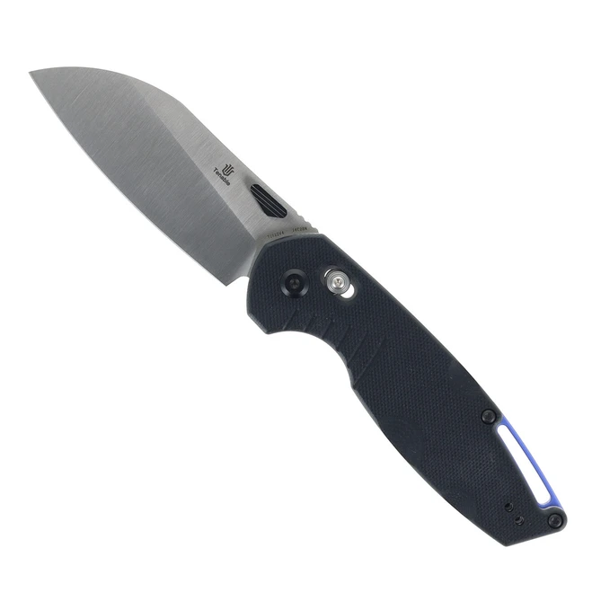 (Open Box/Returned) Tenable Model 6 Folding Knife Black G10 Handle 14C28N Plain Edge Satin Finish T1022V4