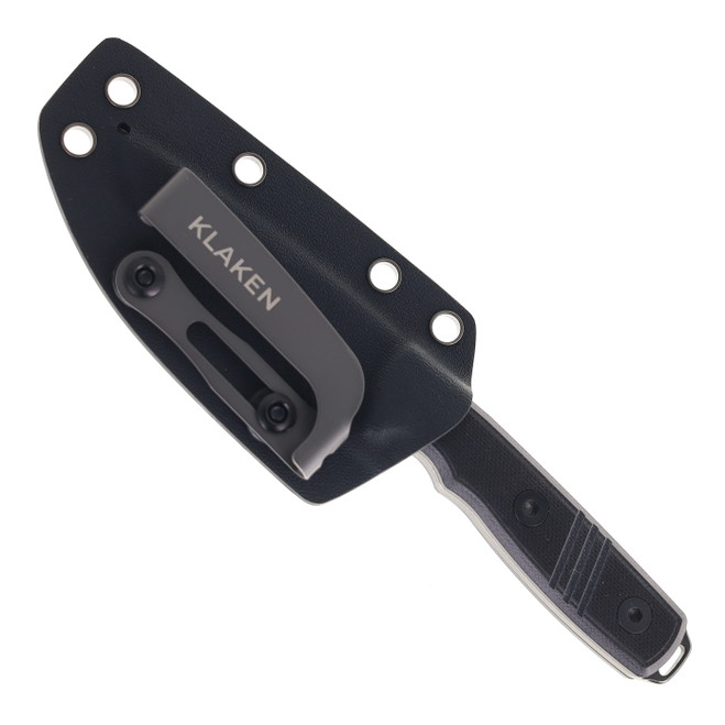 Klaken Fixed Blade Knife Black G10 Handle 14C28N Plain Edge Black