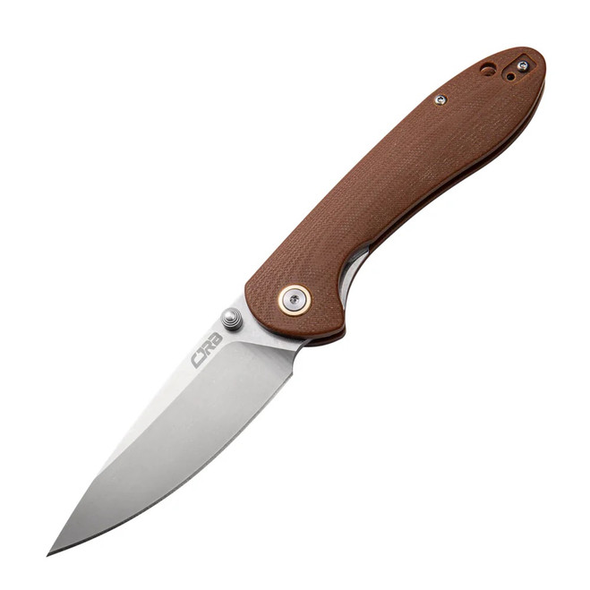 CJRB Feldspar Folding Knife Brown G10 Handle AR-RPM9 Drop Point Plain Edge Stonewash Finish J1912-BNC