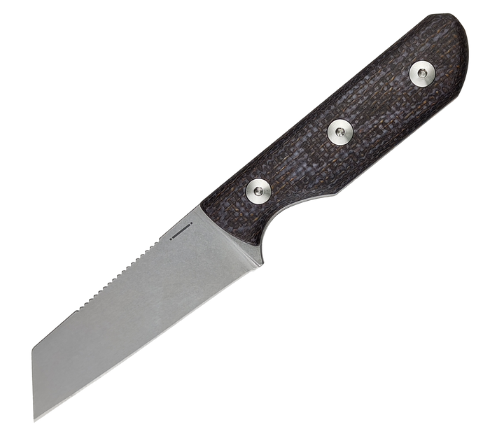Straight Line Scorer Fixed Blade Knife Brown Burlap Micarta Handle Magnacut Plain Edge Stonewash Finish SC-BB