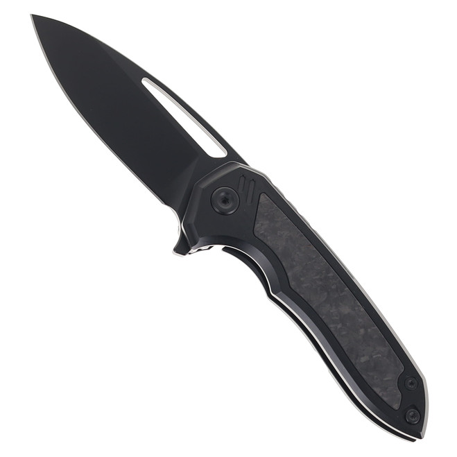 Klaken Folding Knife Titanium/Carbon Fiber Handle M390 Plain Edge B08-Ragna-Black