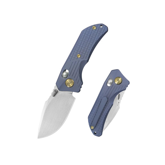 KB Jarpen Folding Knife Blue Titanium Handle S90V Drop Point Plain Edge Hand Rubbed Satin Finish KB415E