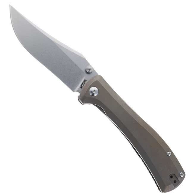 Artisan Cutlery Santee Folding Knife Gray Titanium Handle S35VN Clip Point Plain Edge Stonewash Finish 1888G-GY