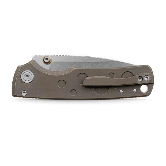 Vosteed Porcupine TiSlim Folding Knife Antique Brasswash Titanium