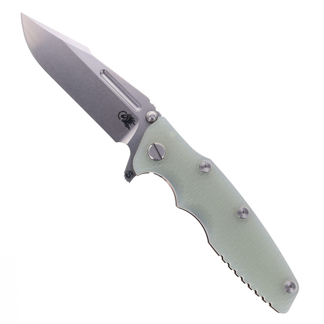 Rick Hinderer Knives Eklipse Skinny 3.5" Folding Knife Fullered Harpoon Spearpoint stonewashed Blade OD Green G10 Stonewashed Bronze Titanium Handle
