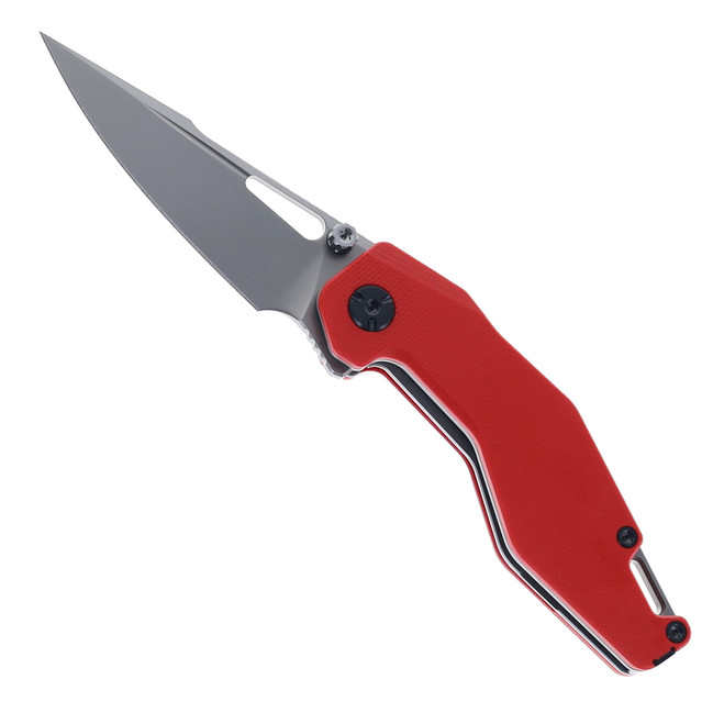 Ketuo Woody Folding Knife Red G10 Handle 14C28N Drop Point Plain Edge Beadblast Finish RED/P