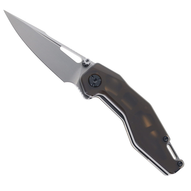 Ketuo Woody Folding Knife Amber PEI Handle 14C28N Drop Point Plain Edge Beadblast Finish PEI/P