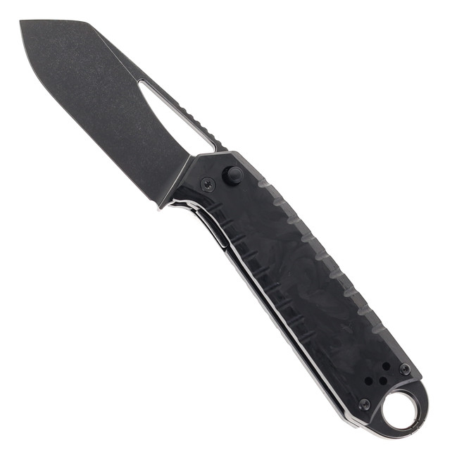 Ketuo Ventr V3 Folding Knife Black Marble Carbon Fiber Handle 154CM Cleaver Plain Edge Stonewash Finish BK/SW