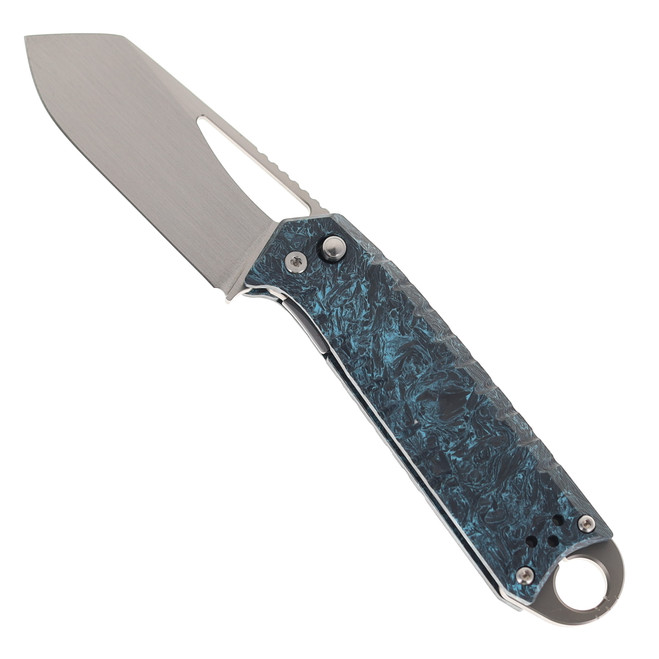 Ketuo Ventr V3 Folding Knife Blue Marble Carbon Fiber Handle 154CM Cleaver Plain Edge Satin Finish Ventr-V3 BL/S