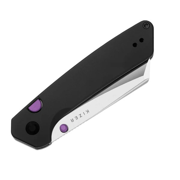 Kizer Madrac Folding Knife Black Aluminum Handle S45VN Sheepsfoot