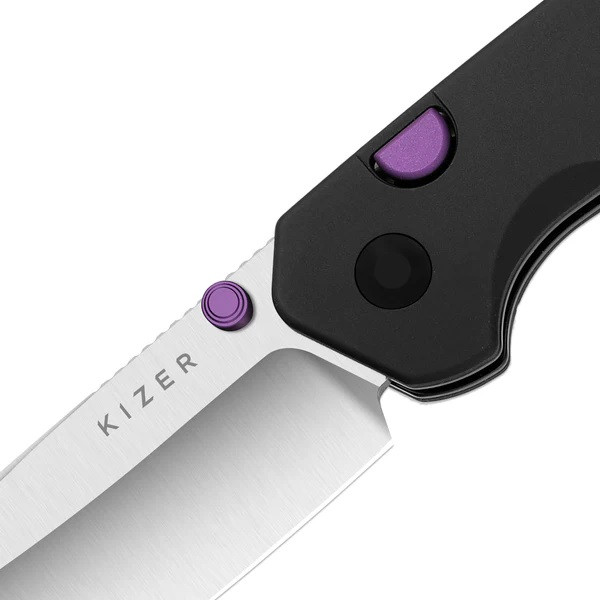 Kizer Madrac Folding Knife Black Aluminum Handle S45VN Sheepsfoot