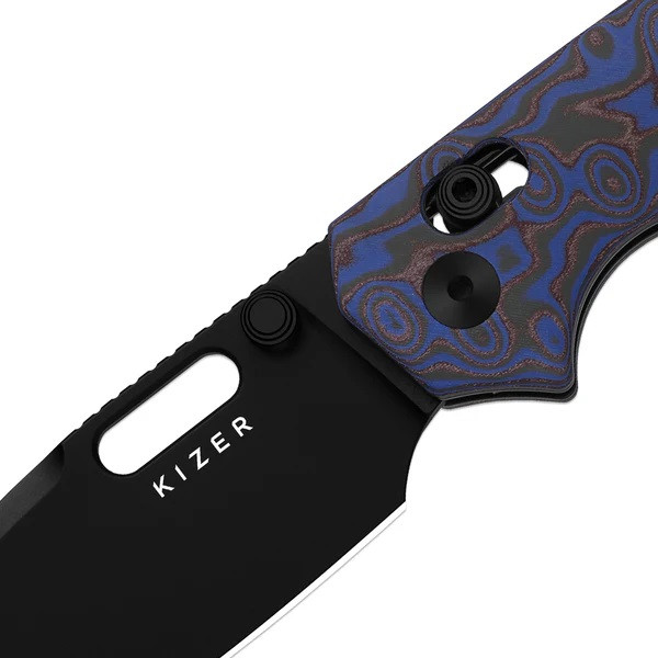 Kizer Outposter Folding Knife Purple Vortex Pattern Micarta Handle