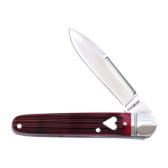 RoseCraft Tuckahoe Jack Folding Knife Red Barnboard Jigged Bone