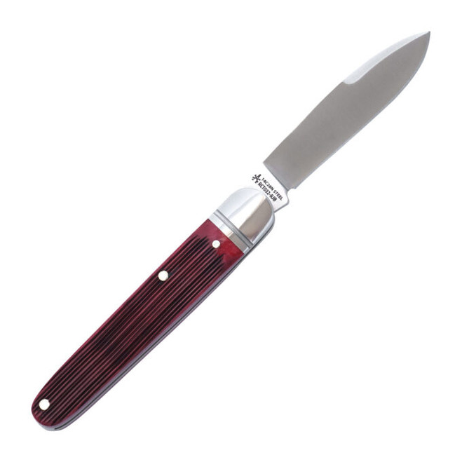 RoseCraft Tuckahoe Jack Folding Knife Red Barnboard Jigged Bone