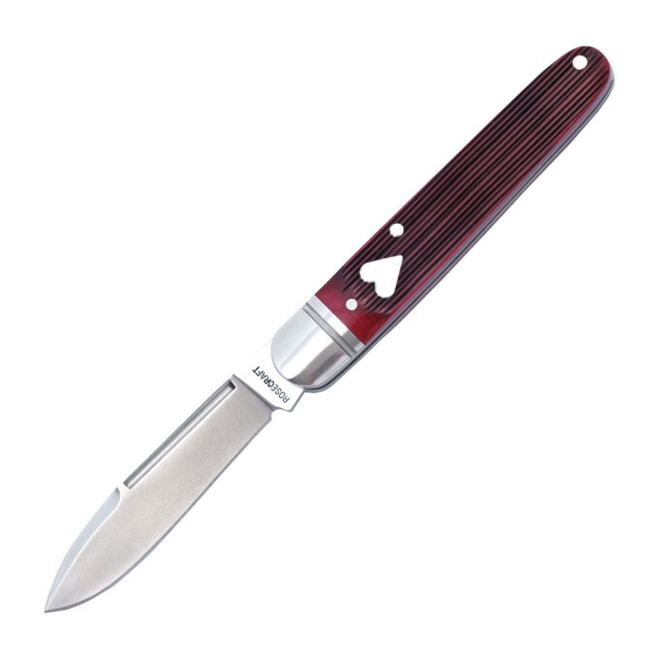 RoseCraft Tuckahoe Jack Folding Knife Red Barnboard Jigged Bone