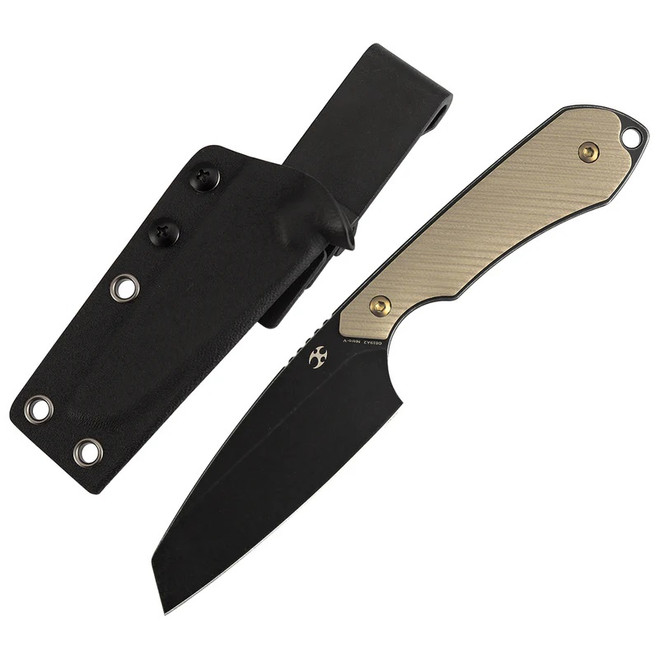 Kansept Valk Fixed Blade Knife Light Sand 10 Handle Nitro-V Reverse Tanto Plain Edge Blackwash Finish G019A2