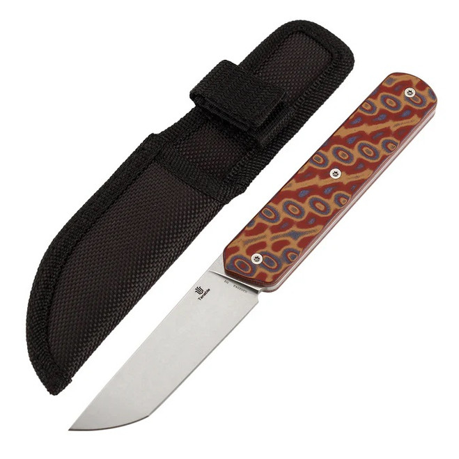 Tenable Foosa Fixed Blade Knife Vortex Micarta Handle D2 Tanto Plain Edge Stonewash Finish G2020A2