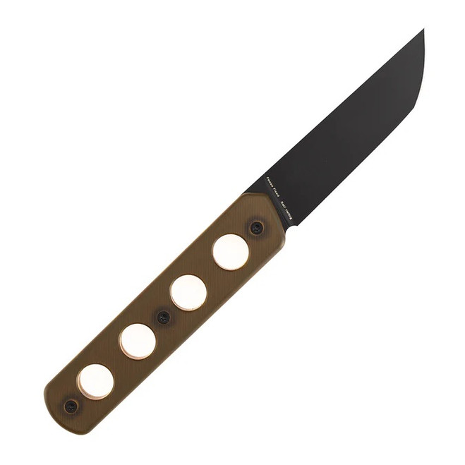 PP-「P」 Tenable Foosa Fixed Blade Knife Amber PEI Handle D2 Tanto Plain