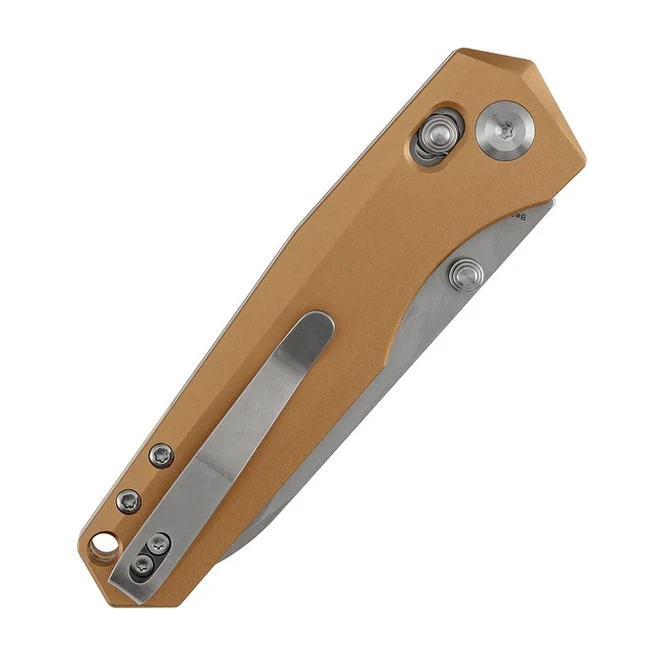 Tenable Beaver Folding Knife Bronze Aluminum Handle Nitro-V Drop Point ...