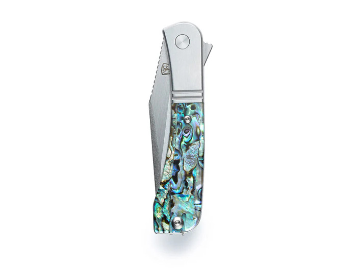 Finch Gooseneck Folding Knife Abaolone Handle 14c28n Blade GN600