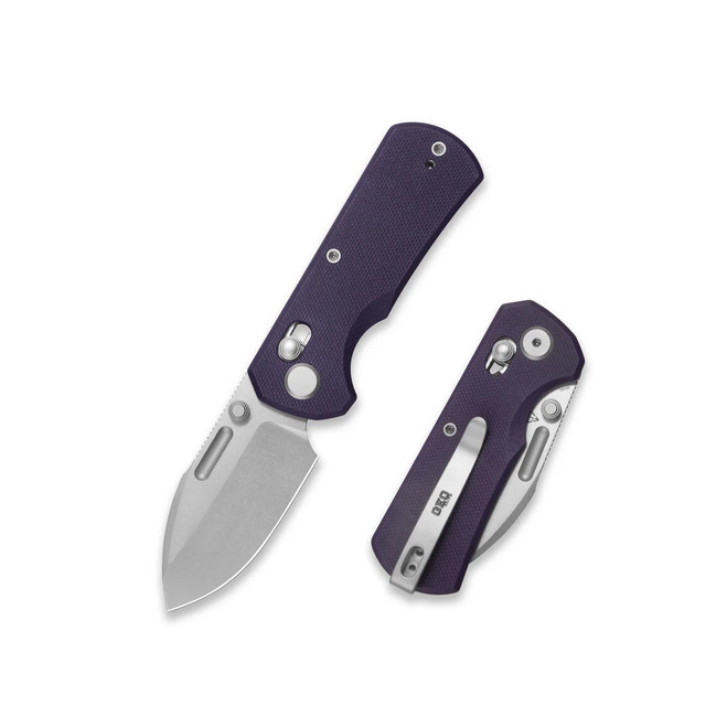 GEO Belluf Folding Knife Purple G10 Handle M390 Drop Point Plain Edge Stonewash Finish GEO2508C