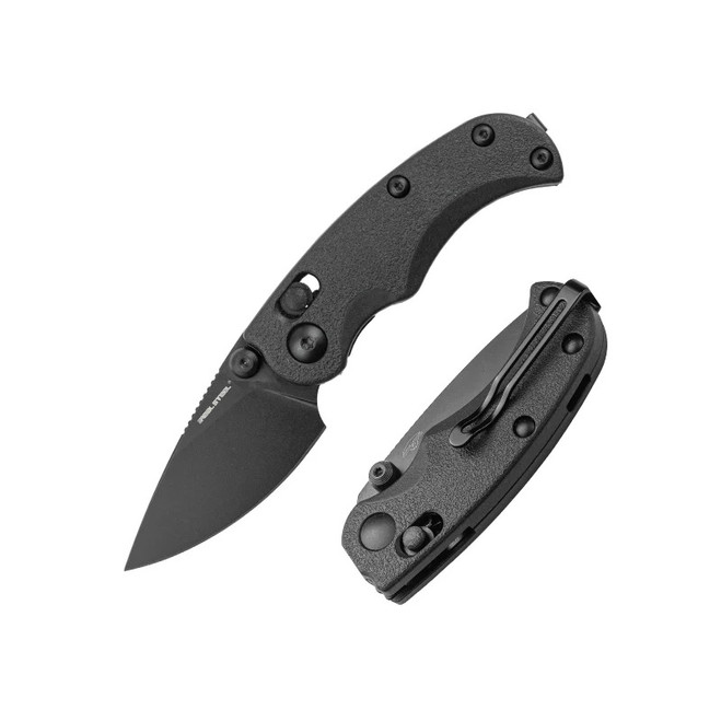 Real Steel Esca Folding Knife Full Black Handle 12C27 Plain Black Blade 7181BB