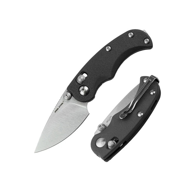 Real Steel Esca Folding Knife Black Handle 12C27 Plain Edge Satin Finish 7181SB