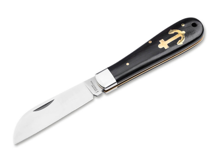 Boker Anchor Folding Knife Brown Ebony Wood Handle 1.4116 Sheepsfoot Plain Edge Satin Finish 01HY003