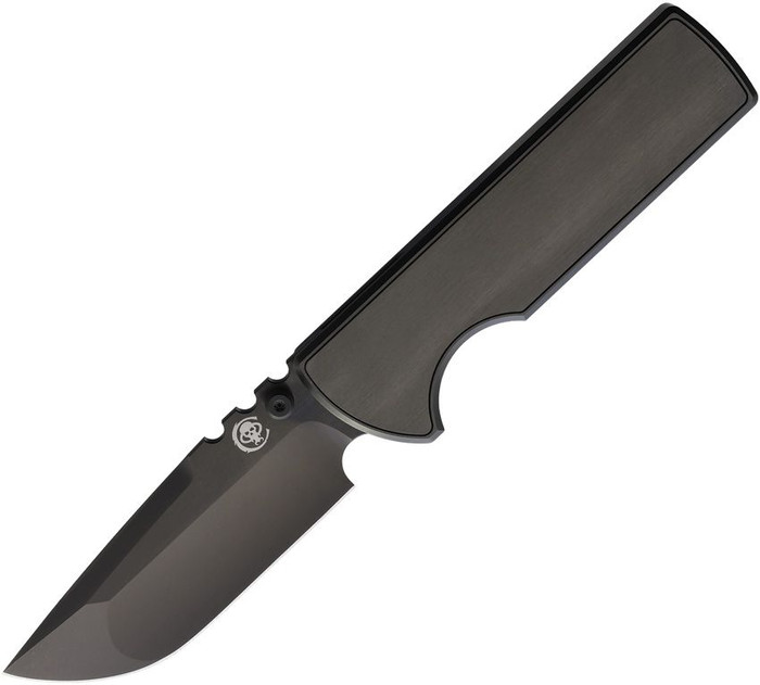 Chaves NTAK 229 Folding Knife Black DLC Integral Titanium Handle M390 Drop Point Plain Edge Black PVD Finish CHAV14408