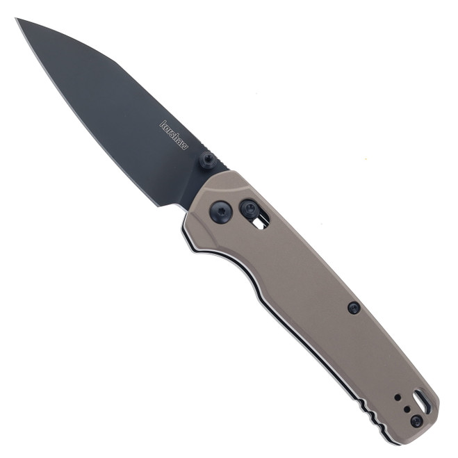 Kershaw Bel Air XL Folding Knife Flat Dark Earth Aluminum Handle CPM M4 Reverse Tanto Plain Edge Black PVD Finish 6110FDE