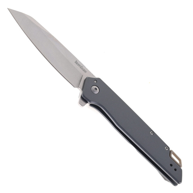 Kershaw Misdirect XL Folding Knife Gray Stainless Steel Handle 4Cr14 Reverse Tanto Plain Edge Stonewash Finish 1441