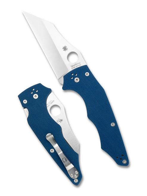 Syderco YoJumbo Folding Knife Cobalt Blue G10 Handle SPY27 Wharncliffe Plain Edge Satin Finish C253GPCBL