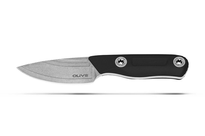 Olive Knives Venari Fixed Blade Knife Matte Black G10 Handle Elmax Drop Point Plain Edge Stonewash Finish