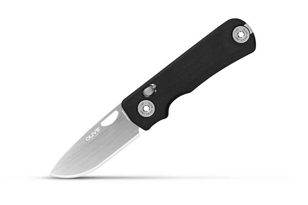 Olive Knives Lenta Folding Knife Black G10 Tungsten Steel Blade Drop Point Plain Edge