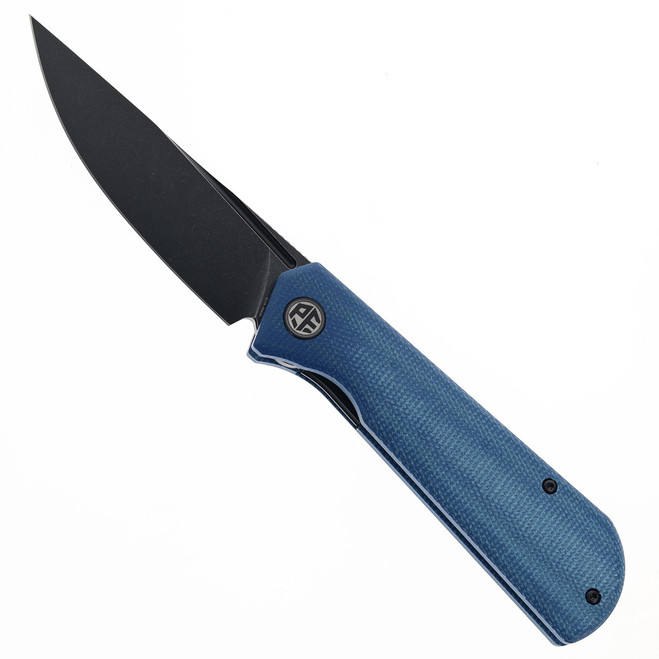 Open Box/ Return Petrified Fish Viking Folding Knife Blue Micarta Handle K110 Plain Edge Black Stonewash Finish PFP07-BMDW