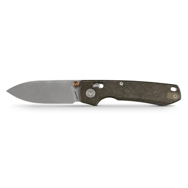 Vosteed Raccoon TiSlim Folding Knife Acid Washed Copper Titanium Handle Cross Bar Lock S35VN Blade A4508