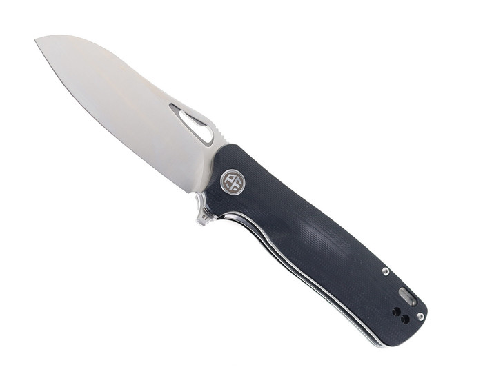 Open Box/ Return Petrified Fish Bunta Folding Knife Black G10 Handle D2 Plain Edge Satin Finish PF868-D