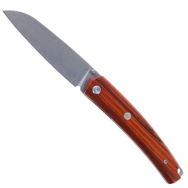 Open Box/Return Petrified Fish Folding Knife Sandalwood Handle 12C27N Plain Edge Satin Finish 719-WOS