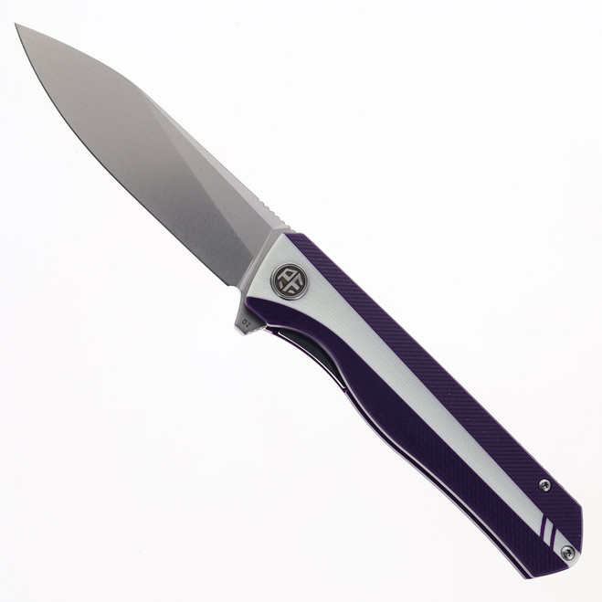 Open Box/Return Petrified Fish Folding Knife Purple/White G10 Handle D2 Plain Edge Stonewash Finish PF818-WPW
