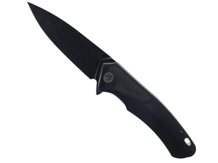 Open Box/ Return Petrified Fish Filpper Folding Knife Carbon Fiber Handle D2 Plain Edge Black Stonewash Finish PF-838CDW