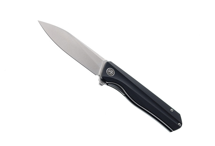 Open Box/ Return Petrified Fish Folding Knife Black G10 Handle D2 Plain Edge Stonewash Finish PF-818DW