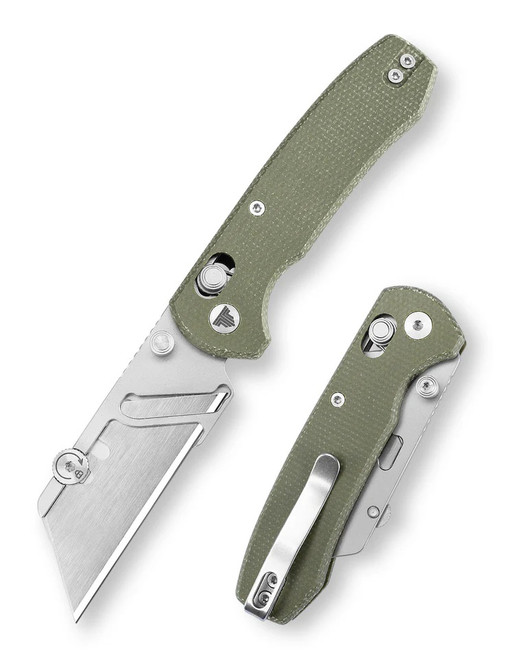 Trivisa Puppy-GM Folding Knife Green Micarta Handle SK5 Plain Edge Stonewash Finish