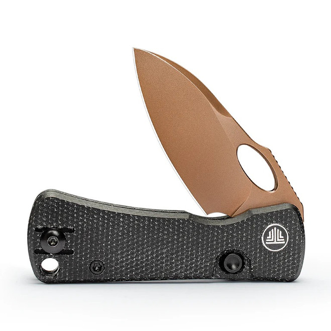 美品★Blada Baldessa １ WESTANAR45mm F2.8 Trivisa Andromeda-BM Folding Knife Black Micarta Handle 14C28N