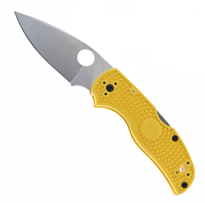 (Marking on Blade) Open Box/Returned Spyderco Native 5 Salt Yellow FRN Handle Folding Knife Magnacut Steel C41PYL5