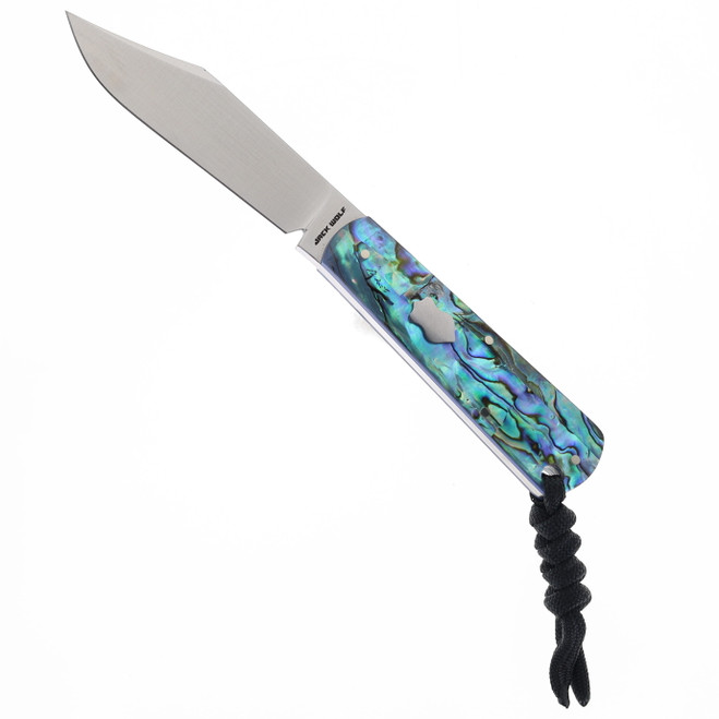 Jack Wolf Knives Gateway Fixed Blade Abalone Handle Sandvik 14C28N Blade