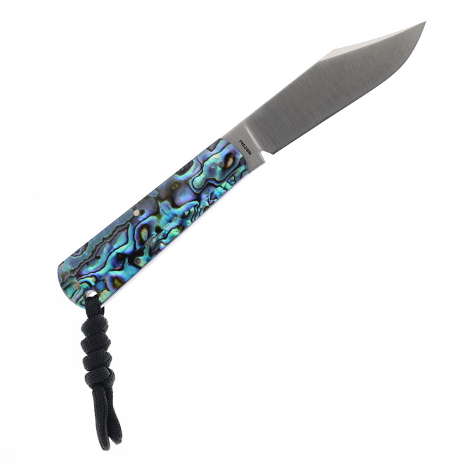 Jack Wolf Knives Gateway Fixed Blade Abalone Handle Sandvik 14C28N