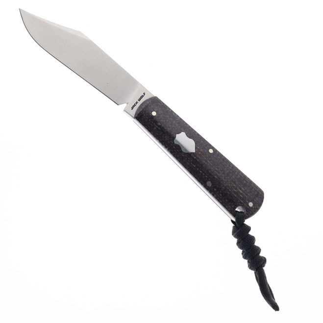 Jack Wolf Knives Gateway Fixed Blade Vibe Jute Bison Handle Sandvik 14C28N Blade