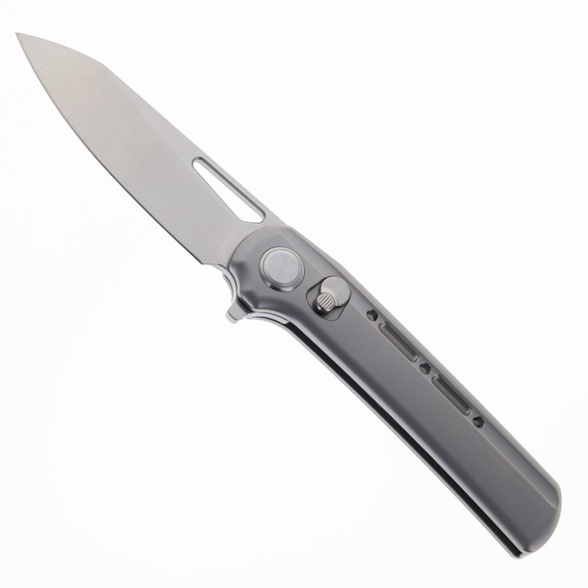 Critcal Strike Starfall Folding Knife Gray Titanium Handle LC200N Drop Point Plain Edge Sandblast Finish SL601-ST